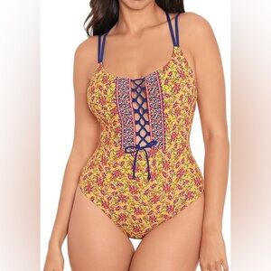 Skinny Dippers Medium Swimsuit Jelly Beans Suga Babe Lace Up Front NWT